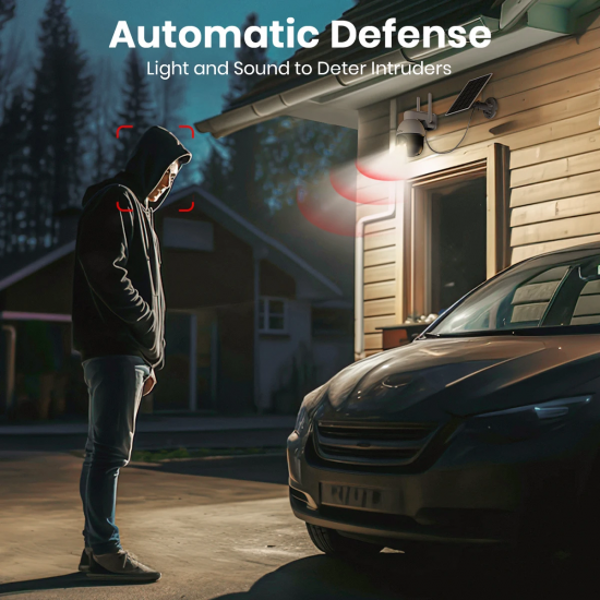 AOSU 3MP PTZ Solar Security Camera 5000mAh Battery Wireless 2.4Ghz WIFI Camera PIR AI Detection 2-Way Audio Outdoor CCTV Camera